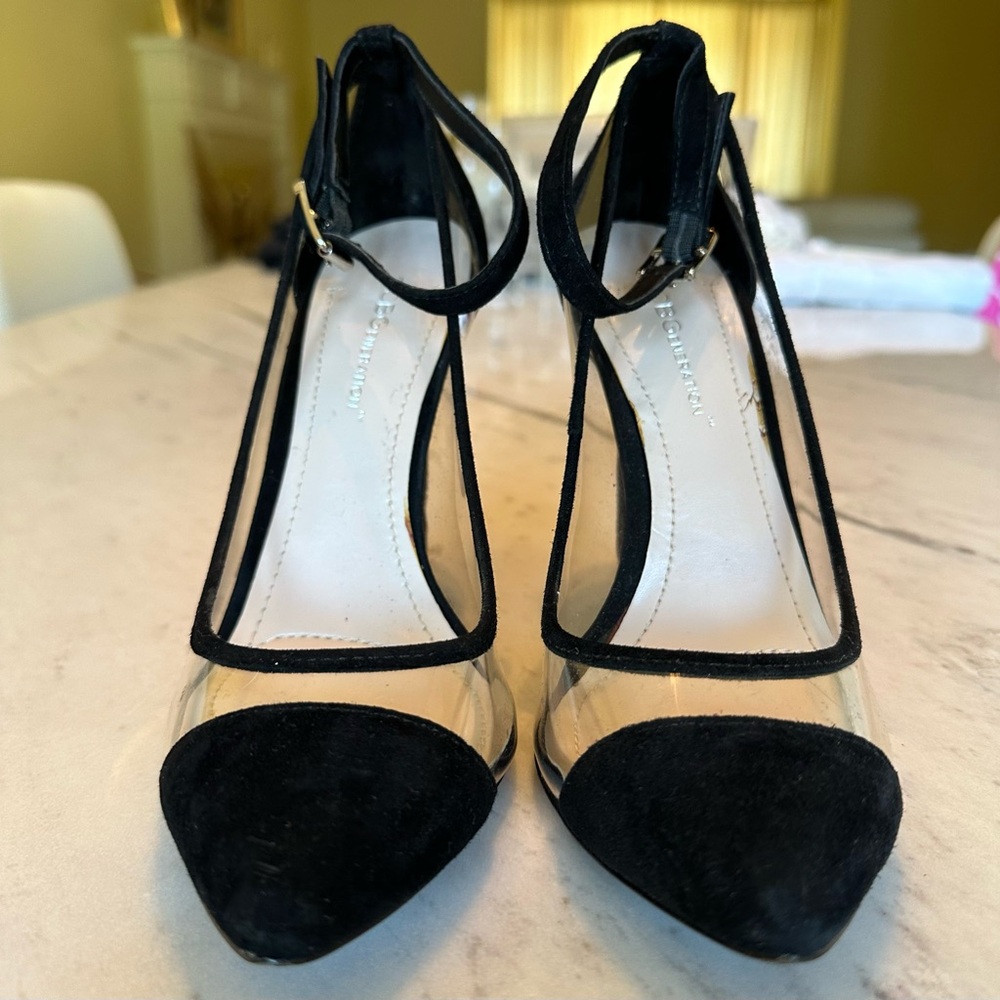 BCBGeneration Black and Clear Heels